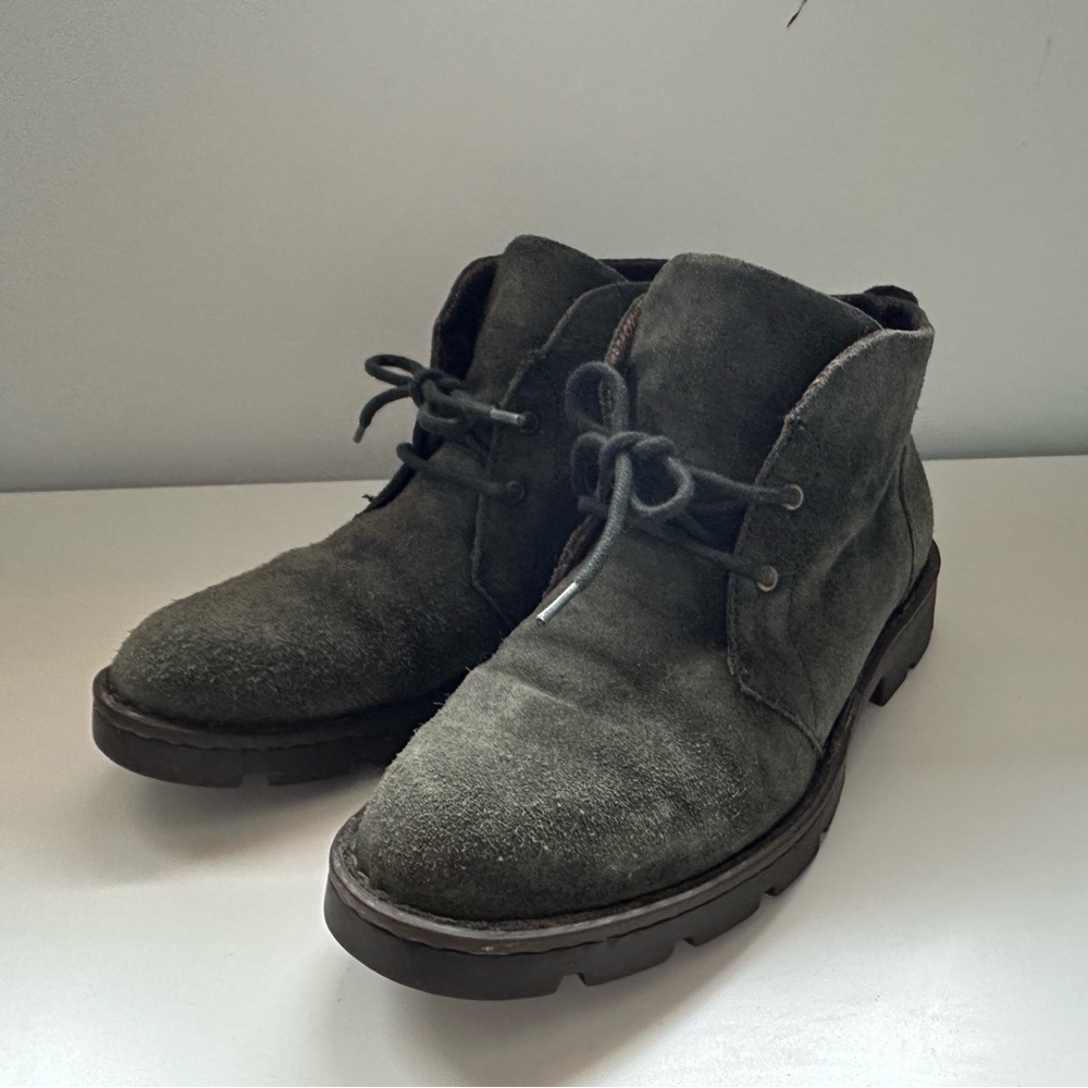 Born Grey Green Suede Ankle Boots